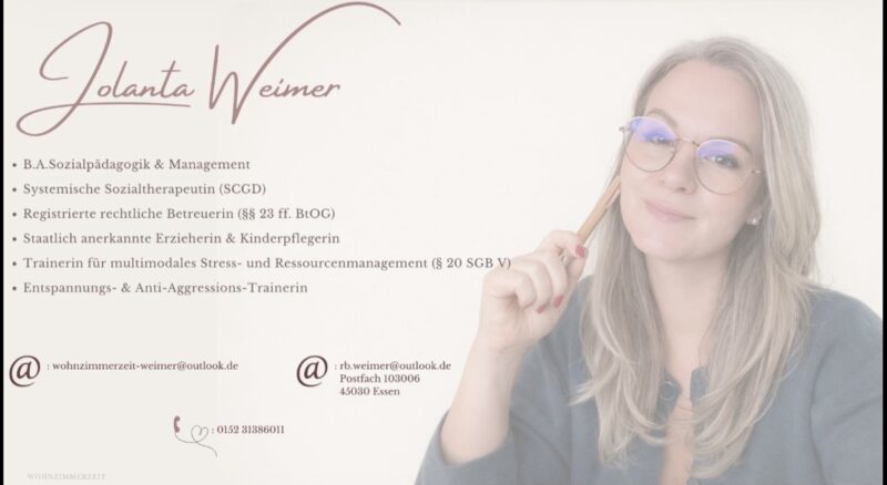 Jolanta Weimer B.A.- Sozialpädagogin, Systemische Sozialtherapeutin | Rechtliche Betreuerin